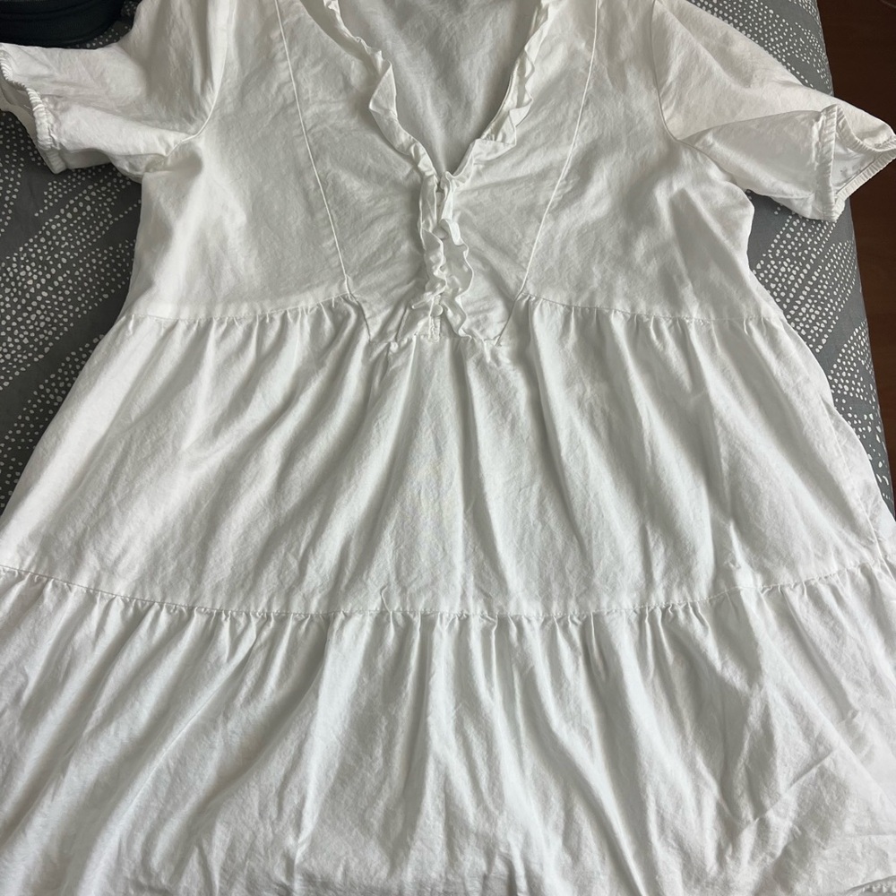 Zara White Ruffle-Trim Mini Dress - Picture 2 of 5